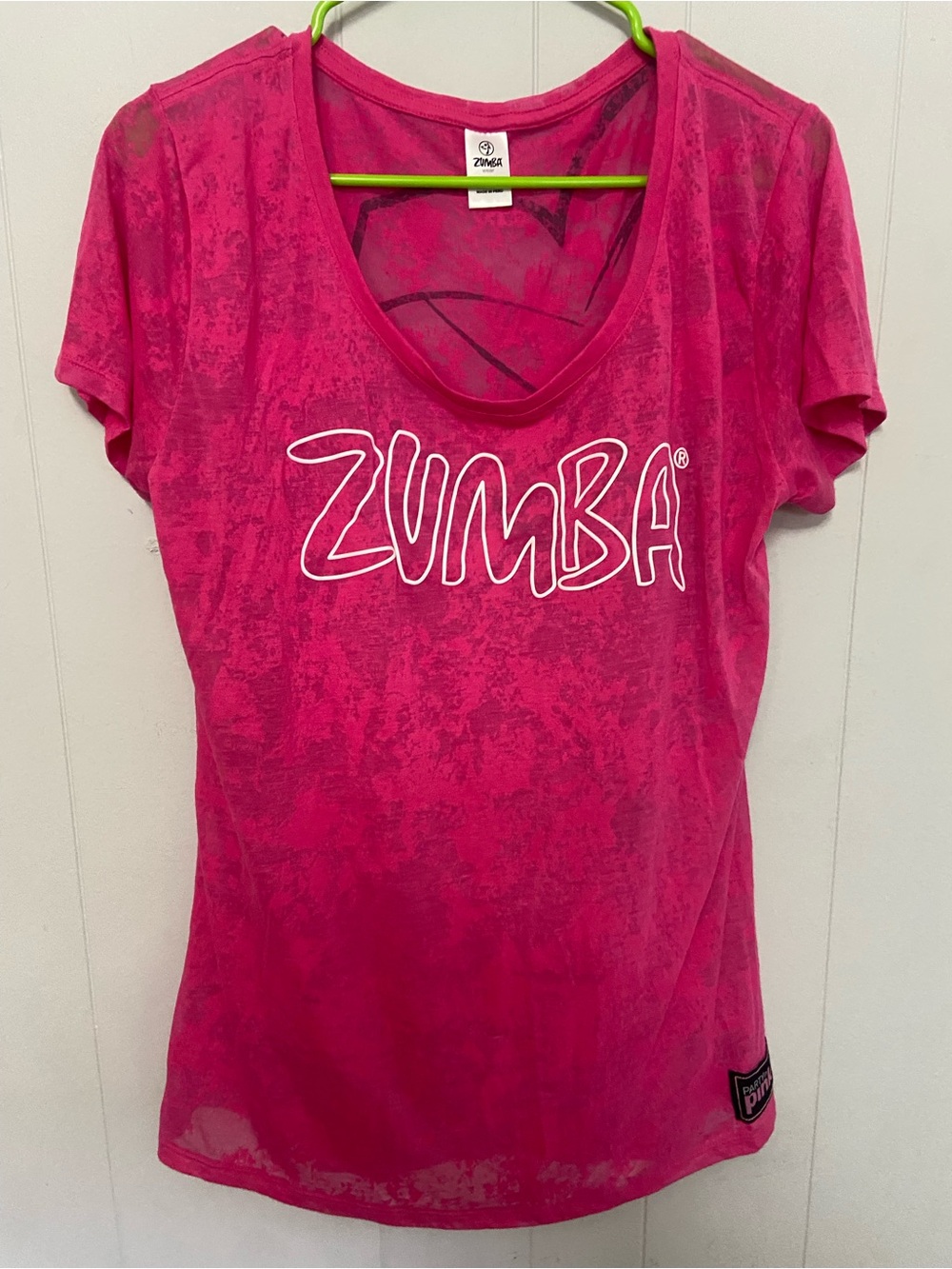 Zumba Fitness Women's Hot Pink Logo Tee Breast Cancer Awareness. Party in Pink.